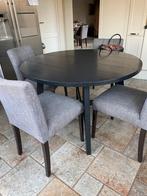 Ronde eettafel - 120 cm zwart grenen, Ophalen, Gebruikt, 100 tot 150 cm, Rond