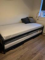 Onderschuifbed incl matrassen, Huis en Inrichting, Ophalen, 90 cm, Eenpersoons, Blauw