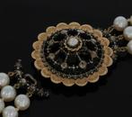Parel diamant 14k gouden ketting fraai slot antiek dames, Ophalen of Verzenden, Goud, Ketting, Met edelsteen
