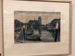 Aquarel Haven Dordrecht - Eugene Winter lijst 60x40, Antiek en Kunst, Ophalen