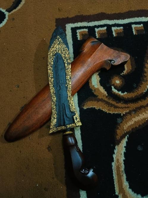 Antieke Keris Makoro Kinatah Goud Pamor Keleng SVC97, Antiek en Kunst, Kunst | Niet-Westerse kunst, Verzenden