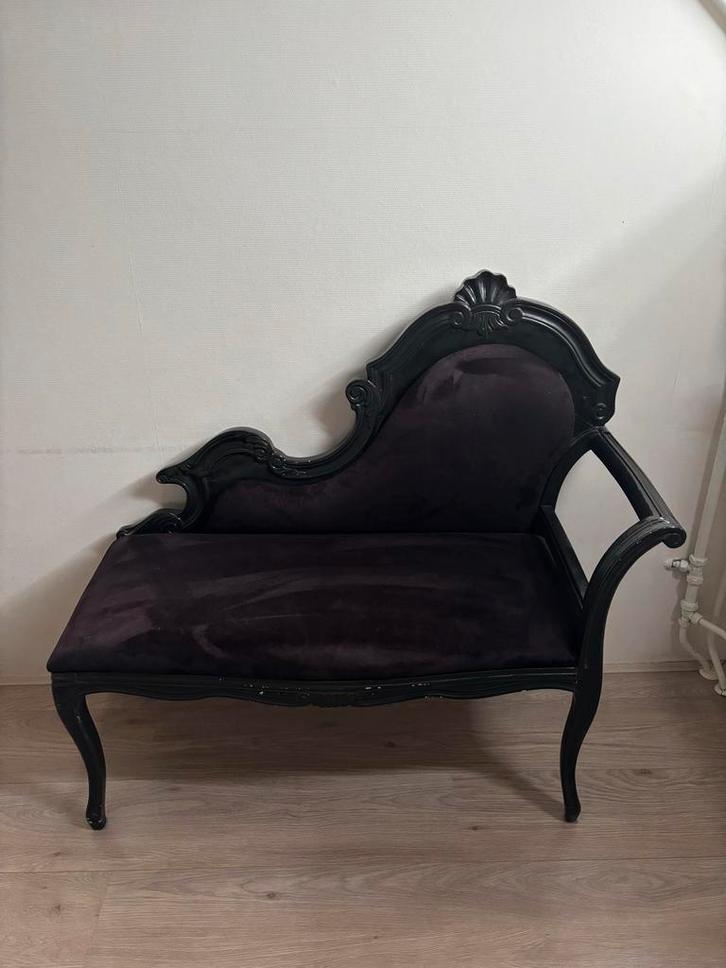 Zwart Barok telefoonbankje, Huis en Inrichting, Banken | Sofa's en Chaises Longues, Gebruikt, Eenpersoons, Minder dan 150 cm, Minder dan 75 cm