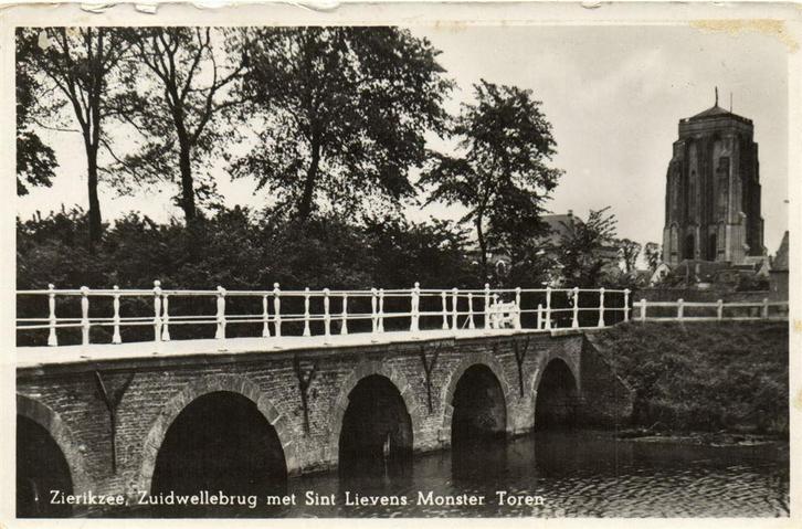 Zierikzee, Zuidwellebrug met Sint Lievens Monster Toren - ge, Verzamelen, Ansichtkaarten | Nederland, Gelopen, Noord-Brabant, 1920 tot 1940