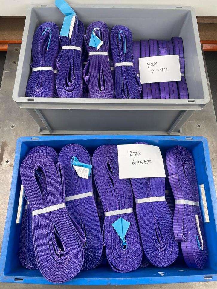 Partij 1 ton hijsbanden /rondstroppen 27x6 meter + 40x8meter, Doe-het-zelf en Verbouw, Lieren en Takels, Nieuw, Ophalen