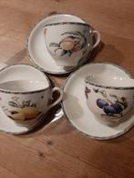 JANNEKE BRINKMAN , BOTANIA - 3 KOP & SCHOTELS - PORSELEIN, Ophalen of Verzenden, Zo goed als nieuw, Overige stijlen, Kop(pen) en/of Schotel(s)