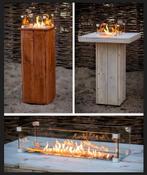 Inbouwbrander RVS compleet met glazen ombouw en afdekplaat, Tuin en Terras, Terrasverwarmers, Ophalen, Nieuw, Gas