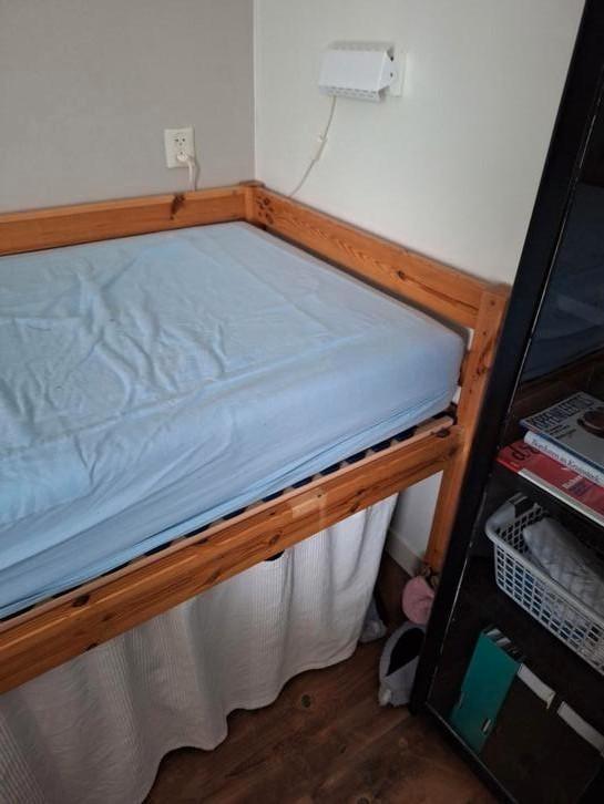 Hoogslaper, Huis en Inrichting, Slaapkamer | Bedden, Gebruikt, Eenpersoons, 90 cm, 200 cm, Hout, Overige kleuren, Ophalen