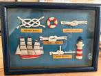 Maritiem schilderijtje met knopen, boten en vuurtoren, Ophalen, Gebruikt, Zeilboot, Overige typen