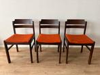 3 Vintage Retro stoelen oranje, Ophalen, Hout, Gebruikt, Overige kleuren