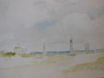Johan Barth Jongkind (1819)Aquarel "Zicht op een Haven " Ges, Ophalen of Verzenden