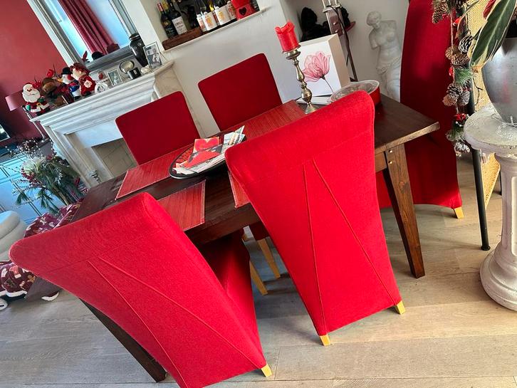 Vijf gestoffeerde eetkamerstoelen, Huis en Inrichting, Complete eetkamers, Gebruikt, 4 tot 6 stoelen, Ophalen of Verzenden