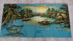 Indonesisch landschap op 4 houten panelen 120x60cm, Antiek en Kunst, Ophalen