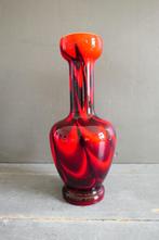 Vintage glazen vaas VB Opaline Florence rood zwart, Verzenden