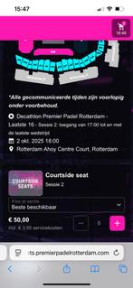 2 x Premier Padel Rotterdam, donderdag l 17 uur laatste 16,, Tickets en Kaartjes, Eén persoon, Oktober
