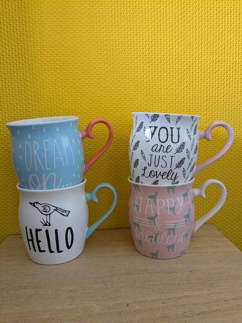 Superleuke set van 4 Hema mokken!, Huis en Inrichting, Keuken | Servies, Zo goed als nieuw, Kop(pen) en/of Schotel(s), Overige stijlen
