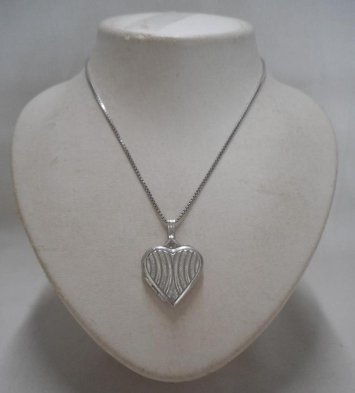 Zilveren ketting met medallion K&L hart hanger nr.1638, Sieraden, Tassen en Uiterlijk, Kettingen, Zo goed als nieuw, Zilver, Zilver