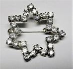 Fonkelende kerstster, feestelijke strass broche (6917-7), Sieraden, Tassen en Uiterlijk, Broches, Ophalen, Zo goed als nieuw, Zilver