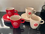 Douwe Egberts kop en schotel set, 4x, z.g.a.n., Ophalen of Verzenden, Zo goed als nieuw, Kop(pen) en/of Schotel(s)