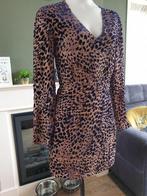 ST Studio prachtige luipaard fluweel print jurk mt 36 S, Kleding | Dames, Bruin, Verzenden, ST Studio, Zo goed als nieuw