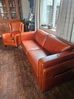 leren mulleman bank  2 1/2 zits en leren mulleman fauteuil, Huis en Inrichting, Ophalen, Zo goed als nieuw, Leer