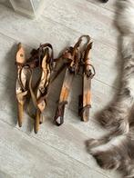 Antieke houten schaatsen met leren riemen, Antiek en Kunst, Ophalen of Verzenden