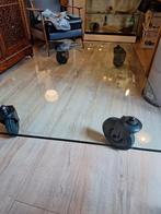 Glazen salontafel op wielen, Ophalen, Gebruikt, 100 tot 150 cm, 50 tot 100 cm