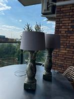 Prachtige zware landelijke tafellamp grijs tinten incl kap., Ophalen of Verzenden, Zo goed als nieuw, Overige materialen, 50 tot 75 cm