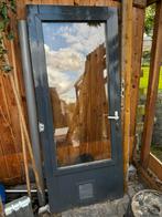 Houten buitendeur met glas 185.5x77, Doe-het-zelf en Verbouw, Deuren en Horren, Ophalen, Gebruikt, 80 tot 100 cm, Minder dan 200 cm
