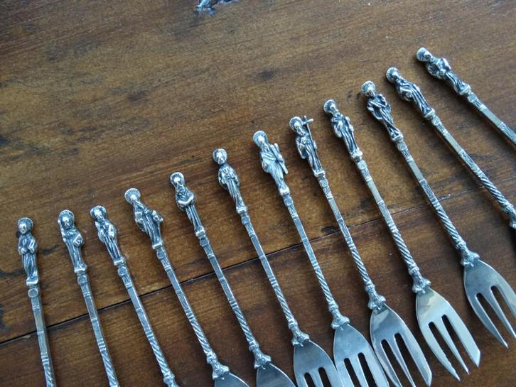 12 Zilveren apostel taartvorkjes taartvorken apostelen, Antiek en Kunst, Antiek | Goud en Zilver, Zilver, Verzenden
