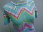 Retro truitje top by Clara Paris M 38 40 regenboogkleuren, Maat 38/40 (M), Overige kleuren, Ophalen of Verzenden, Korte mouw
