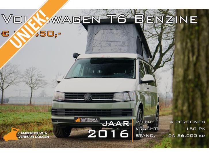 Volkswagen camper T6 Unieke Benzine uitvoering 4 pers, Caravans en Kamperen, Campers, Bedrijf, tot en met 4, Buscamper of Camperbus