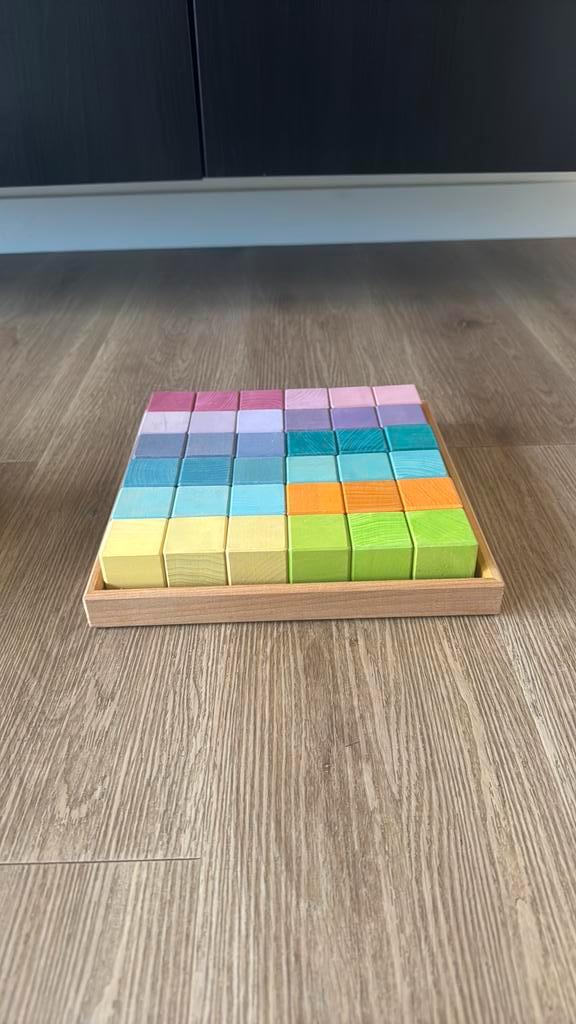 Grimm's Houten Mozaïek Blokken Pastel, Kinderen en Baby's, Speelgoed | Houten speelgoed, Zo goed als nieuw, Overige typen, Ophalen of Verzenden