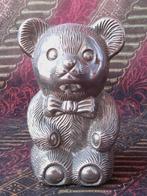 Oude silverplate spaarpot uit Engeland als een beer 12,3 cm.