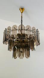 Vintage jaren 60 kroonluchters met rookglas plaatjes, Ophalen of Verzenden, Zo goed als nieuw