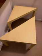 2 Gele Driehoek Tafeltjes - Vierkant te Maken!, Gebruikt, Minder dan 45 cm, Ophalen of Verzenden, Minder dan 55 cm