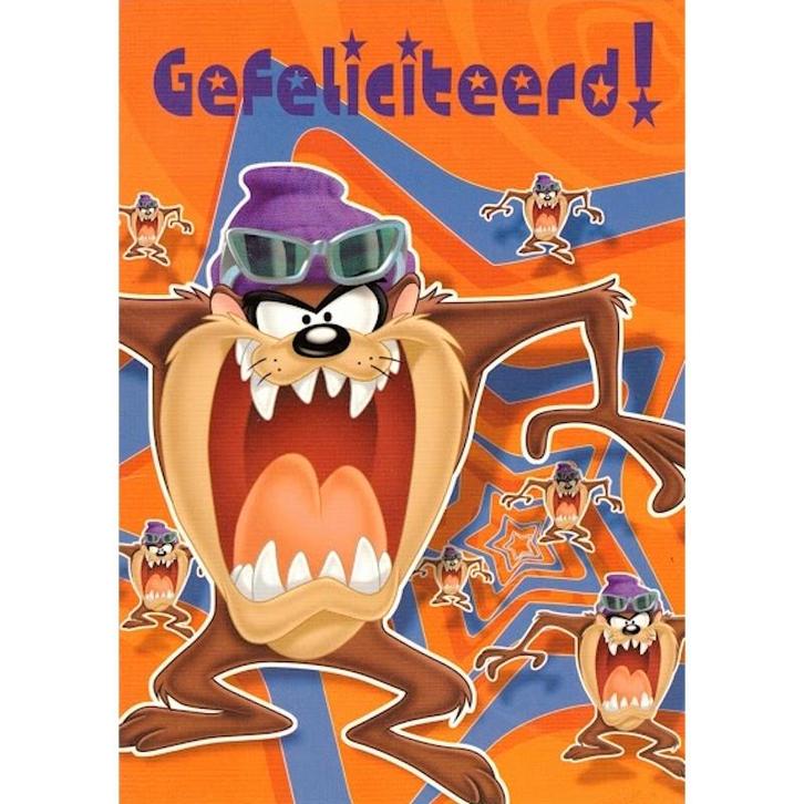 Verjaardagskaart Looney Tunes – Taz bij Stichting Superwens!, Diversen, Wenskaarten, Nieuw, Ophalen of Verzenden