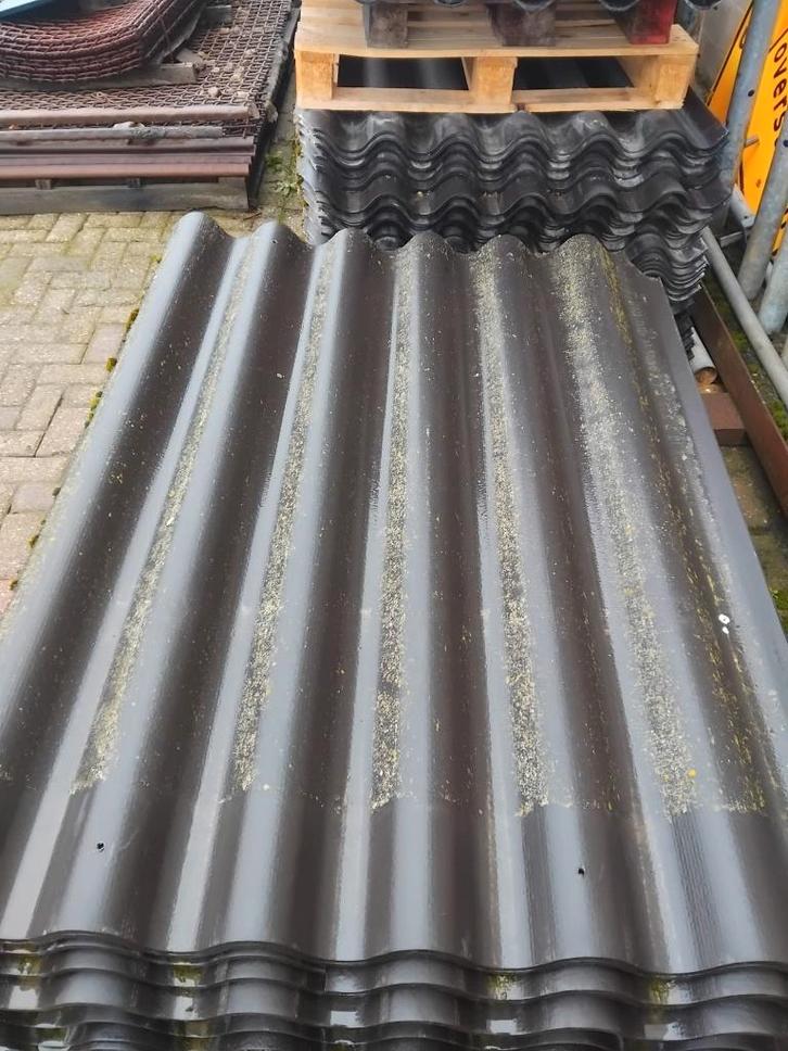 Golfplaat, Doe-het-zelf en Verbouw, Dakpannen en Dakbedekking, Gebruikt, Golfplaat, Overige materialen, Zwart, 15 m² of meer, Ophalen