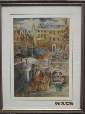 Pr. ""Moderne "" Aquarel OUD Rotterdam, Wilh A.WillemsSCHEEN beschikbaar voor biedingen