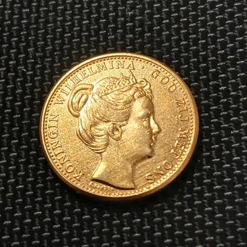 Wilhelmina goud tientje 1898 Doublé verguld naslag 10 gulden beschikbaar voor biedingen