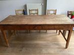 eettafel met stoelen, Huis en Inrichting, Tafels | Eettafels, Gebruikt, Teakhout, 50 tot 100 cm, Vijf personen of meer
