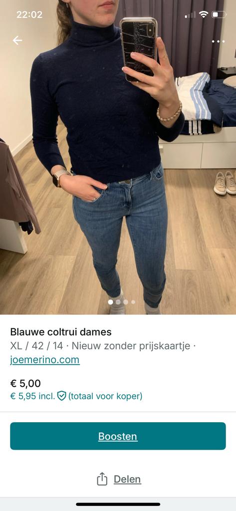 Blauwe coltrui dames maat XL, Kleding | Dames, Ophalen of Verzenden, Zo goed als nieuw, Maat 46/48 (XL) of groter, Blauw