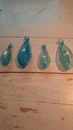Oude handgeblazen glazen pegels turquoise, Antiek en Kunst, Ophalen of Verzenden