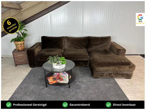 GRATIS LEVERING Velvet Loungebank Bruin 295x170 GEREINIGD, Huis en Inrichting, Banken | Bankstellen, Zo goed als nieuw, Hoekbank