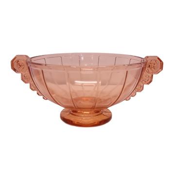 Art Deco roze glazen fruitschaal beschikbaar voor biedingen
