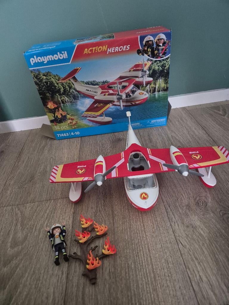 Playmobil brandweer vliegtuig incl. Doos, Kinderen en Baby's, Speelgoed | Playmobil, Ophalen, Zo goed als nieuw, Complete set