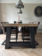 Eettafel 220x100 steigerhouten planken Greywash, Ophalen, 200 cm of meer, 50 tot 100 cm, Zo goed als nieuw