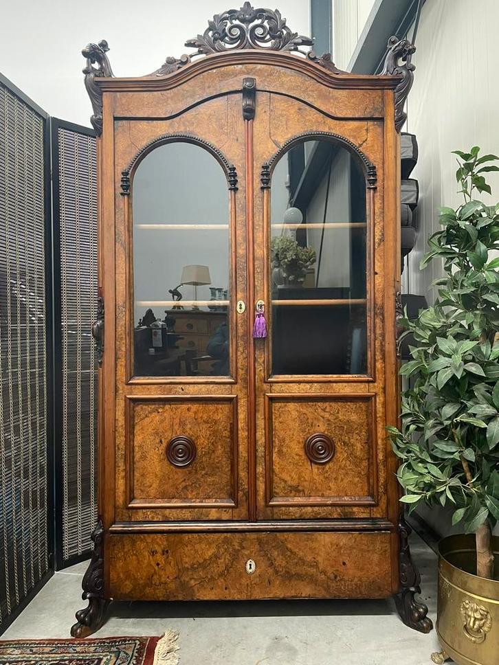 Biedermeier vitrinekast, Huis en Inrichting, Kasten | Vitrinekasten, Zo goed als nieuw, 100 tot 150 cm, 50 tot 75 cm, Ophalen of Verzenden