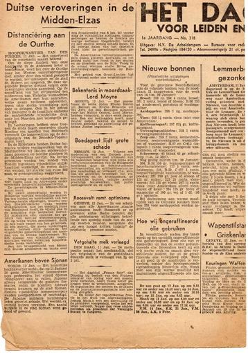 Het Dagblad Voor Leiden en omstreken.Zaterdag13 januari 1945 beschikbaar voor biedingen