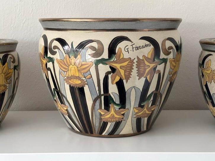 Fieravino Art Nouveau Bloempotten, Antiek en Kunst, Antiek | Keramiek en Aardewerk, Ophalen