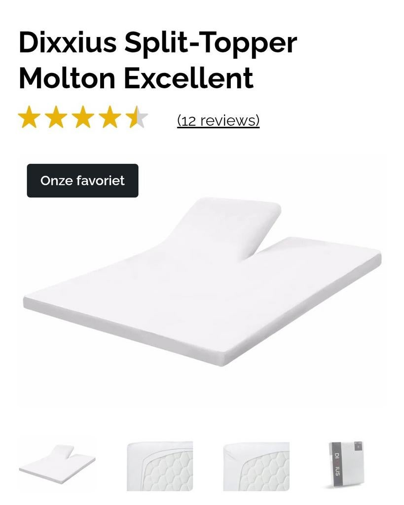 Swiss Sense Dixxius Excellent splittopper molton 160 x 220, Tweepersoons, Ophalen of Verzenden, Zo goed als nieuw, Wit